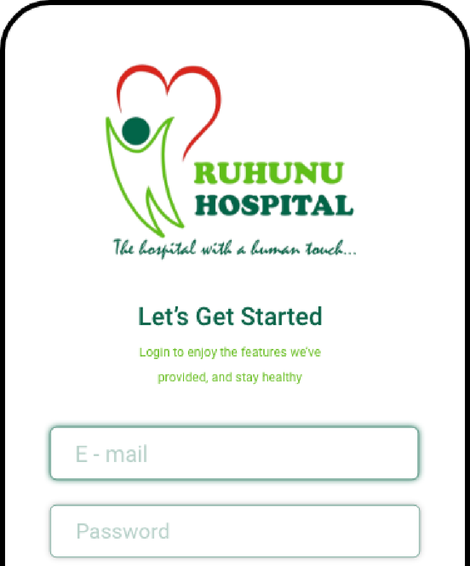 Ruhunu Hospital RHD mobile app login screen