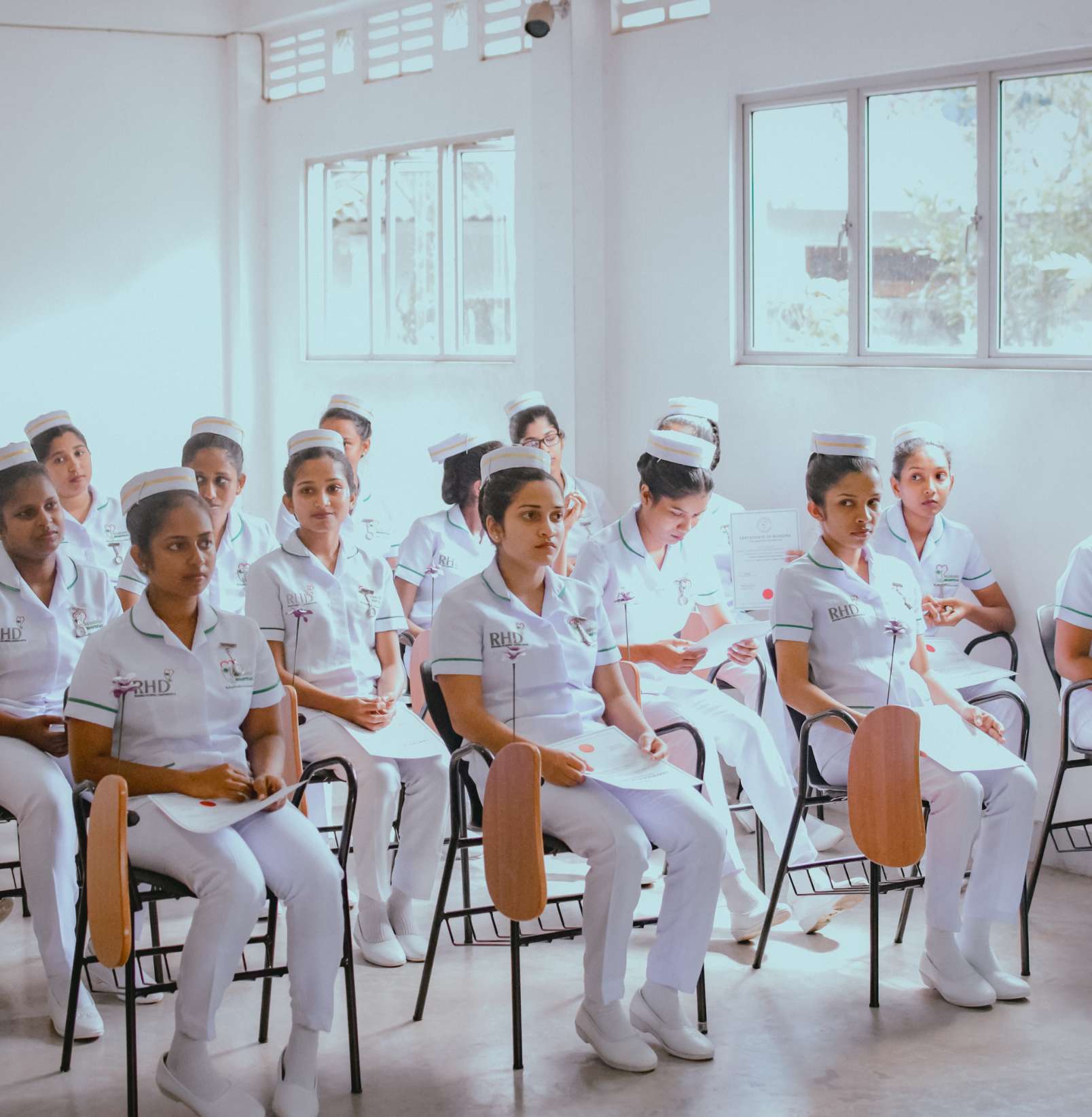 Ruhunu Hospital College of Nursing students in class